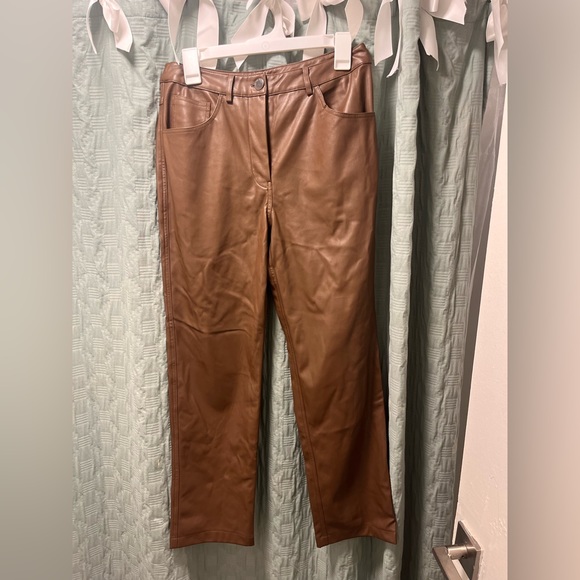 The drop brown size 28 leather straight pants - Picture 3 of 3